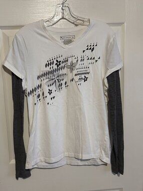 Tek Gear Fau Layered Look Gray & White Top sz XL